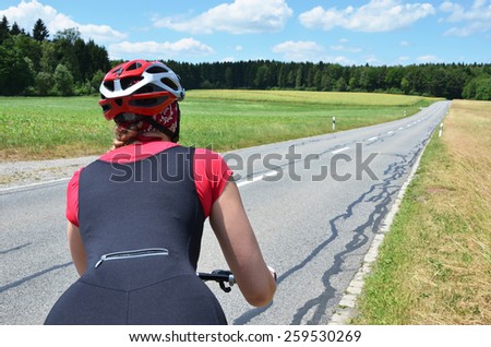 Girl riding a mountain bike