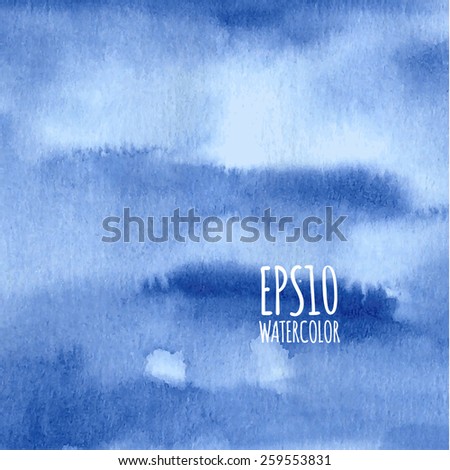 Blue watercolor striped gradient abstract vector background.