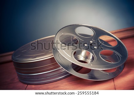 movie industry objects on a grey background
