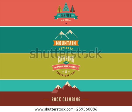 Hiking and camping banners, backgrounds