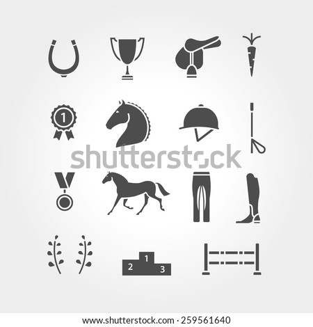 Horse equipment icon set fill