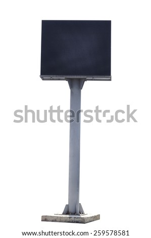 Pole of billboard isolate on white background with clipping path