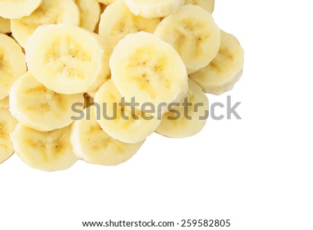 Banana slices isolated on white background