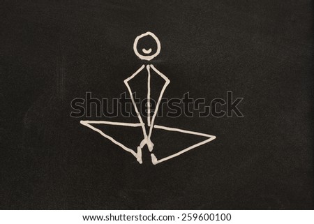 yoga Auspicious Pose - Bhadrasana pose on blackboard