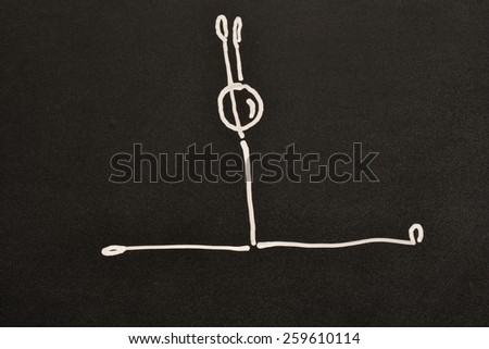 yoga pose, Hanumanasana on blackboard