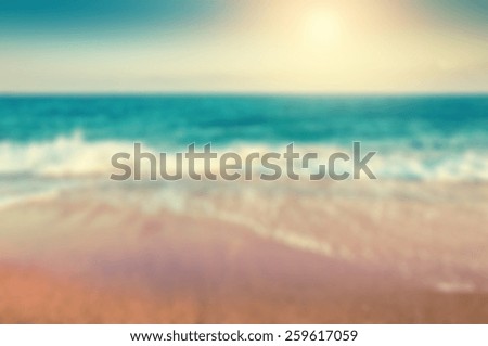 Tropical beach. Blurred travel background. Vintage filter