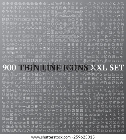 Linear icons exclusive XXL collection ideal for wireframe developing and mockup design Royalty-Free Stock Photo #259625015