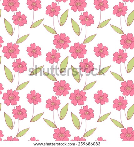 Simple flower doodle seamless pattern EPS8