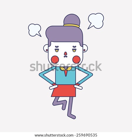 Character illustration design. Businesswoman angry cartoon