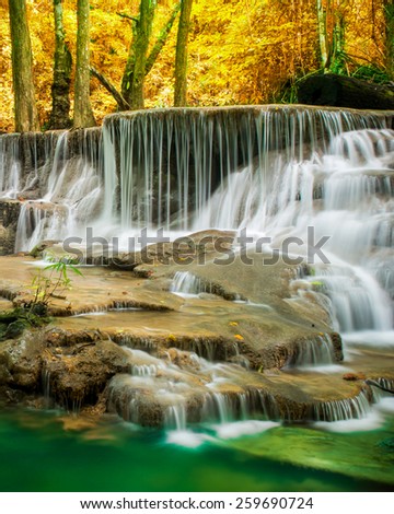 Beautiful waterfall in wonderful forest 