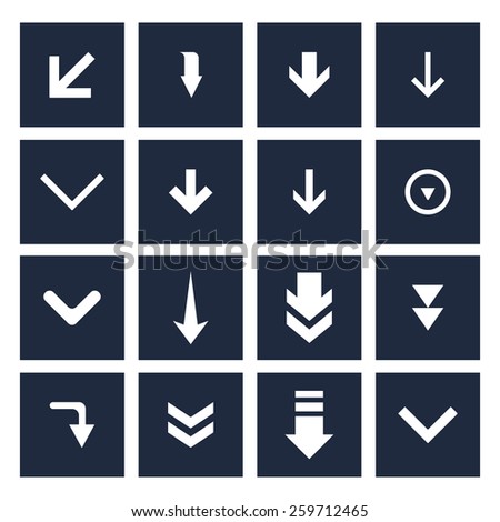 down arrow download icon collection. simple pictogram minimal, flat, solid, mono, monochrome, plain, contemporary style. Vector illustration web internet design elements