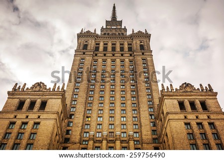 The Palace of Culture and Science in Warsaw, Poland Royalty-Free Stock Photo #259756490