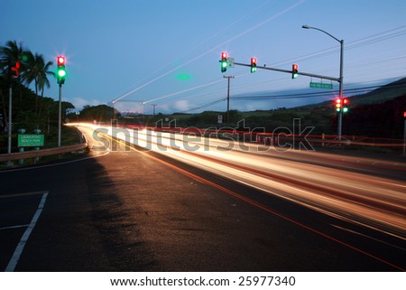 time laps aka bulb exposure of the "Honoapi'ilani Highway" on maui hawaii
