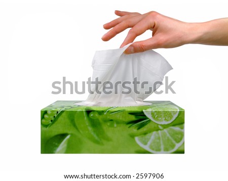Female hand taking a tissue from a box Royalty-Free Stock Photo #2597906