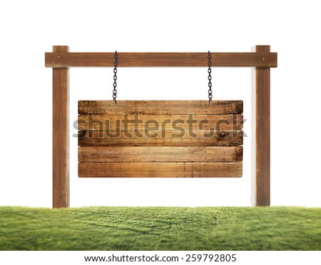 close up of an empty wooden sign hanging