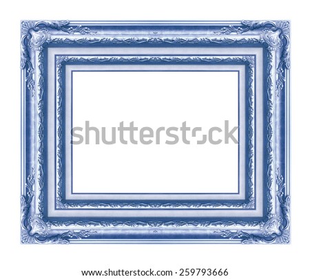 antique blue frame isolated on white background