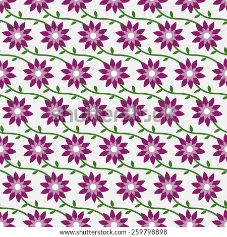 Seamless vector spring background with flowers and leaves
