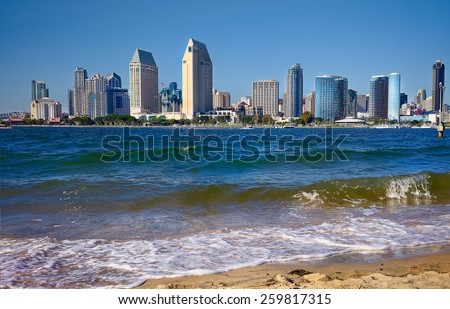 San Diego Downtown City Beach. San Diego California USA. San Diego Travel Vacation.