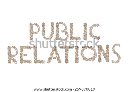 Public Relations written in letters formed with wooden cubes with letters isolated on white background