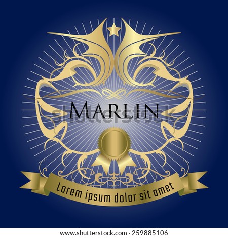 Marlin fish jump logo abstract - vector illustration