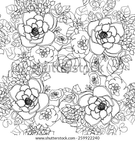 Abstract vintage seamless flower pattern with orchid.