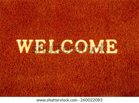 Welcome banner on red curl plastic line background