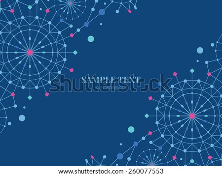 Vector blue abstract line art circles horizontal double corners frame invitation template