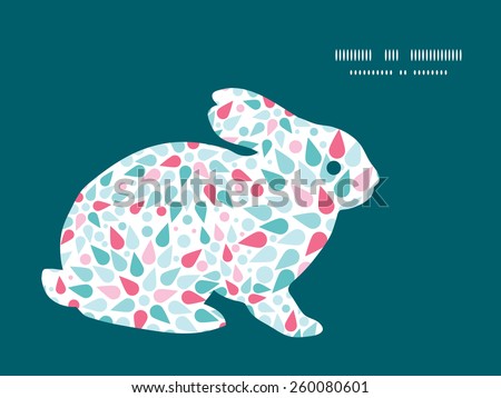Vector abstract colorful drops bunny rabbit silhouette Easter frame