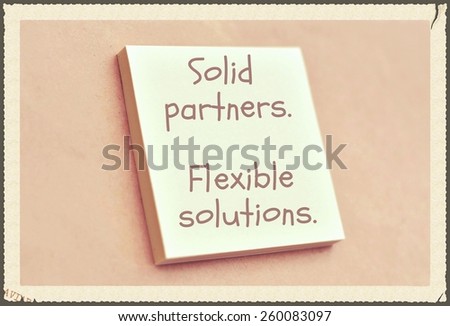 Text solid partners flexible solutions on the short note texture background