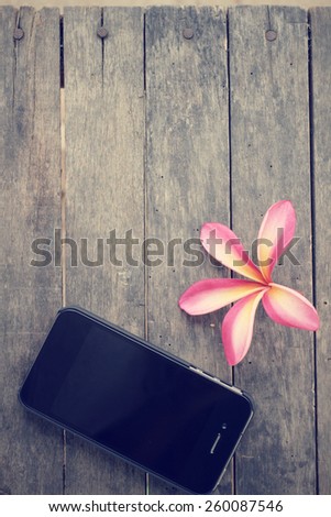 Pink flower with smart phone