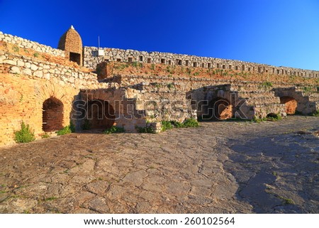 Palamidi fortress walls under the evening sun, Nafplio, Greece