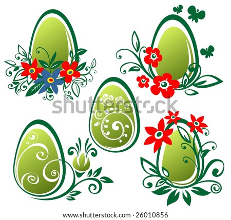 Stylized Easter eggs isolated on a white background. .