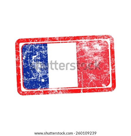 france flag red grunge rubber stamp vector illustration