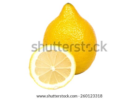 whole lemon with a round juicy slice