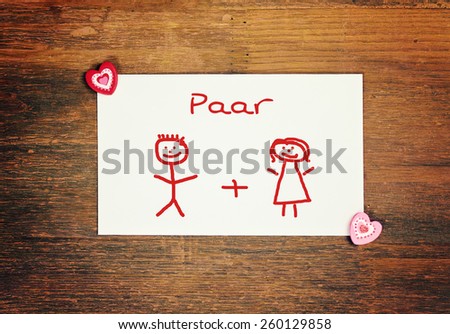 lovely greeting card - german for couple Matchstick man