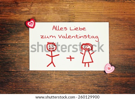 lovely greeting card - german for happy valentines day Matchstick man