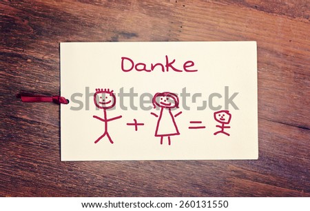 lovely greeting card - german for thank you - matchstick man