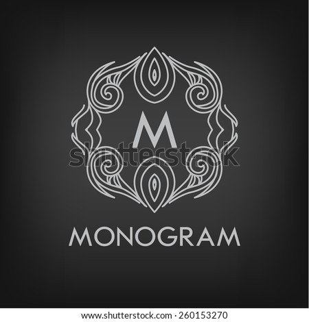 Luxury,simple  and elegant monochrome  monogram design template with letters on chalkboard background. Vector illustration.