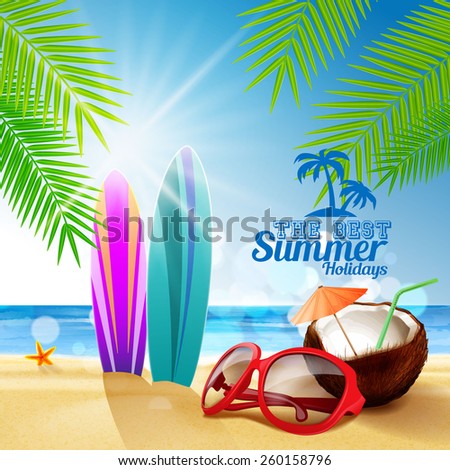 sunglasses on the beach Royalty-Free Stock Photo #260158796