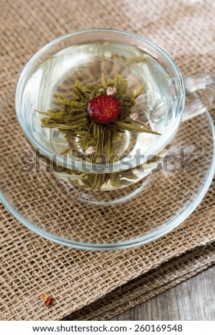 exotic green tea in the form of a flower