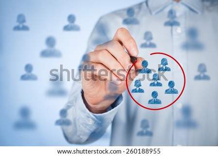 Marketing segmentation, target audience, customers care, customer relationship management (CRM), customer analysis and focus group concepts.
 Royalty-Free Stock Photo #260188955
