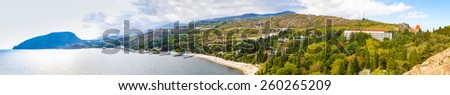 Panorama of the southern coast of Crimea, Ayu-Dag, Alushta Royalty-Free Stock Photo #260265209