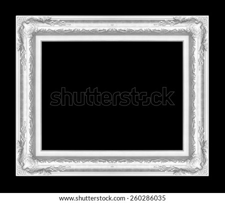 antique silver frame isolated on black background
