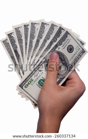 Hand holding money - United States dollar (USD) 