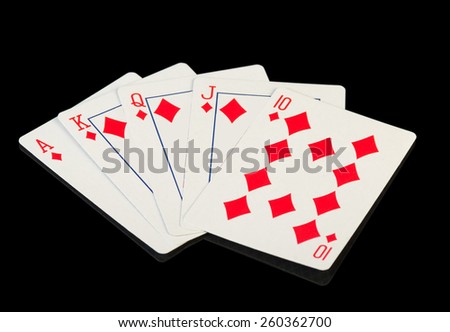 Playing Cards on black background. straight flush