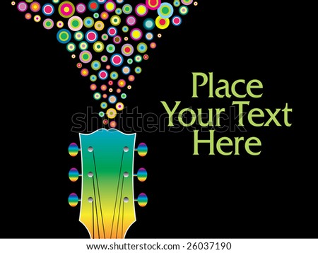 A colorful guitar headstock vector background with circles and copy-space