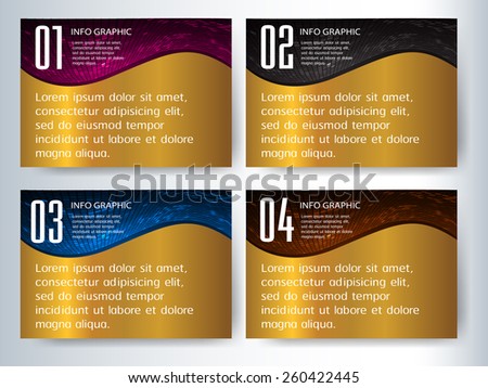 colorful modern text box template for website computer graphic and internet, numbers. Set of color frames for text or quotes. brochure. many. various. gold