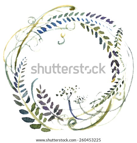 Watercolor flowers wreath. Hand painted wedding illustration. Vector.
