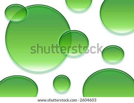 3d green bubble buttons / shapes on white background