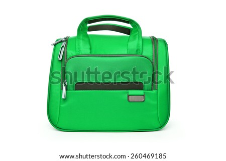 Women green handbag. Isolated object on white background.